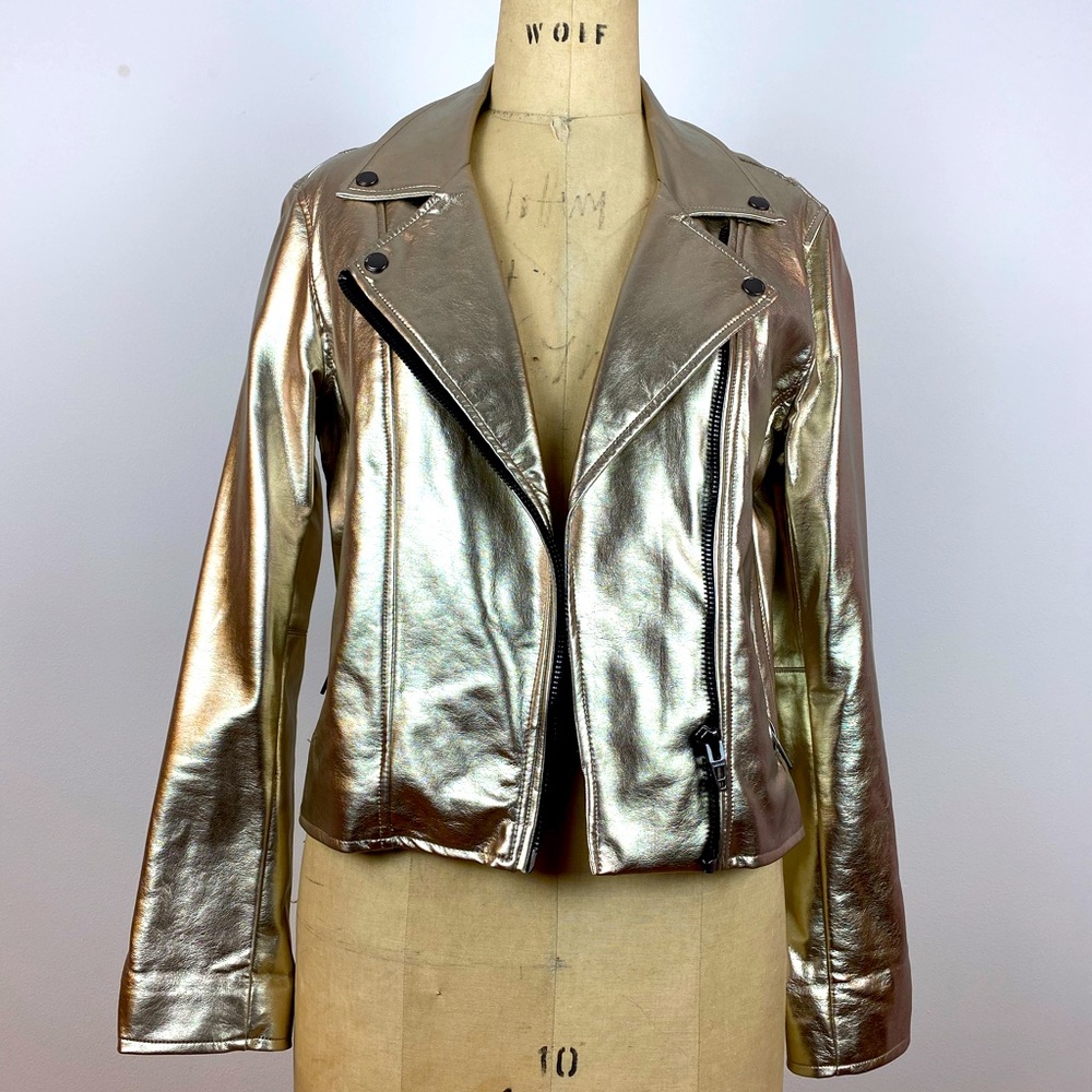 BLANK NYC Gold Metallic Faux Motorcycle Jacket